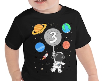 3rd Birthday Shirt, Astronaut Birthday, Outer Space, Third Birthday, Boys Girls Birthday Shirt, Toddler Birthday, Astronomy, Custom Name