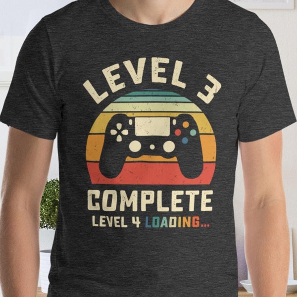 Level 3 Complete, Gamer Husband Gift, Husband Couple Shirt, Wedding Anniversary, Video Game Shirt, Anniversary Her Men, 3 year Anniversary