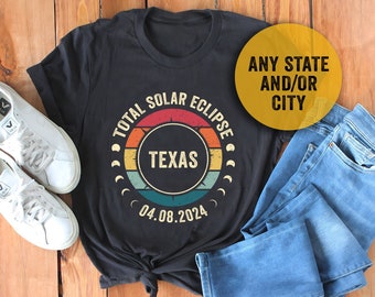 Solar Eclipse 2024 Shirt, Custom State City, Sun Moon Totality 2024, 4.8.2024 Great American Eclipse States, Canada Mexico New York Ohio