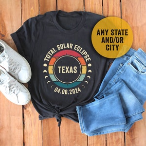 Solar Eclipse 2024 Shirt, Custom State City, Sun Moon Totality 2024, 4. ...