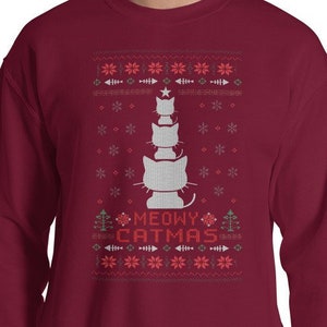 Meowy Christmas, Ugly Christmas Sweater, Funny Cat Christmas Tree, Ugly Sweater Party, Cat Lover Sweater, Cats Christmas Gift, Merry Catmas