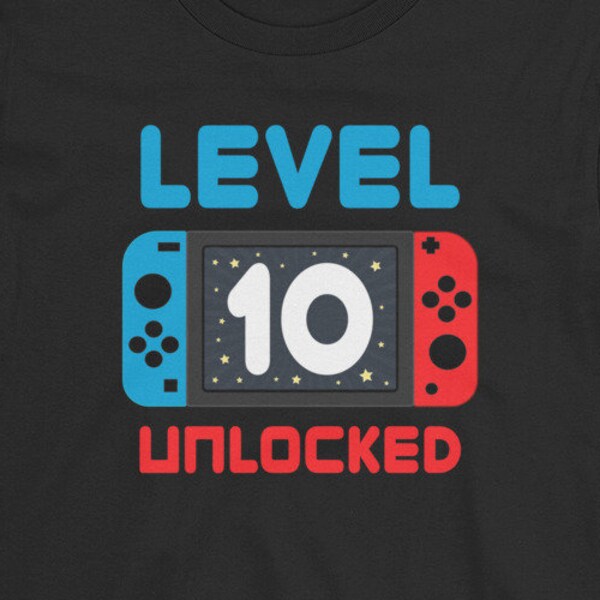 Level 10 Unlocked, 10th Birthday Shirt, Tenth Birthday, Double Digits, 10th Birthday, Gaming Gift, Video Game Birthday, Gamer Gift, 10 Years