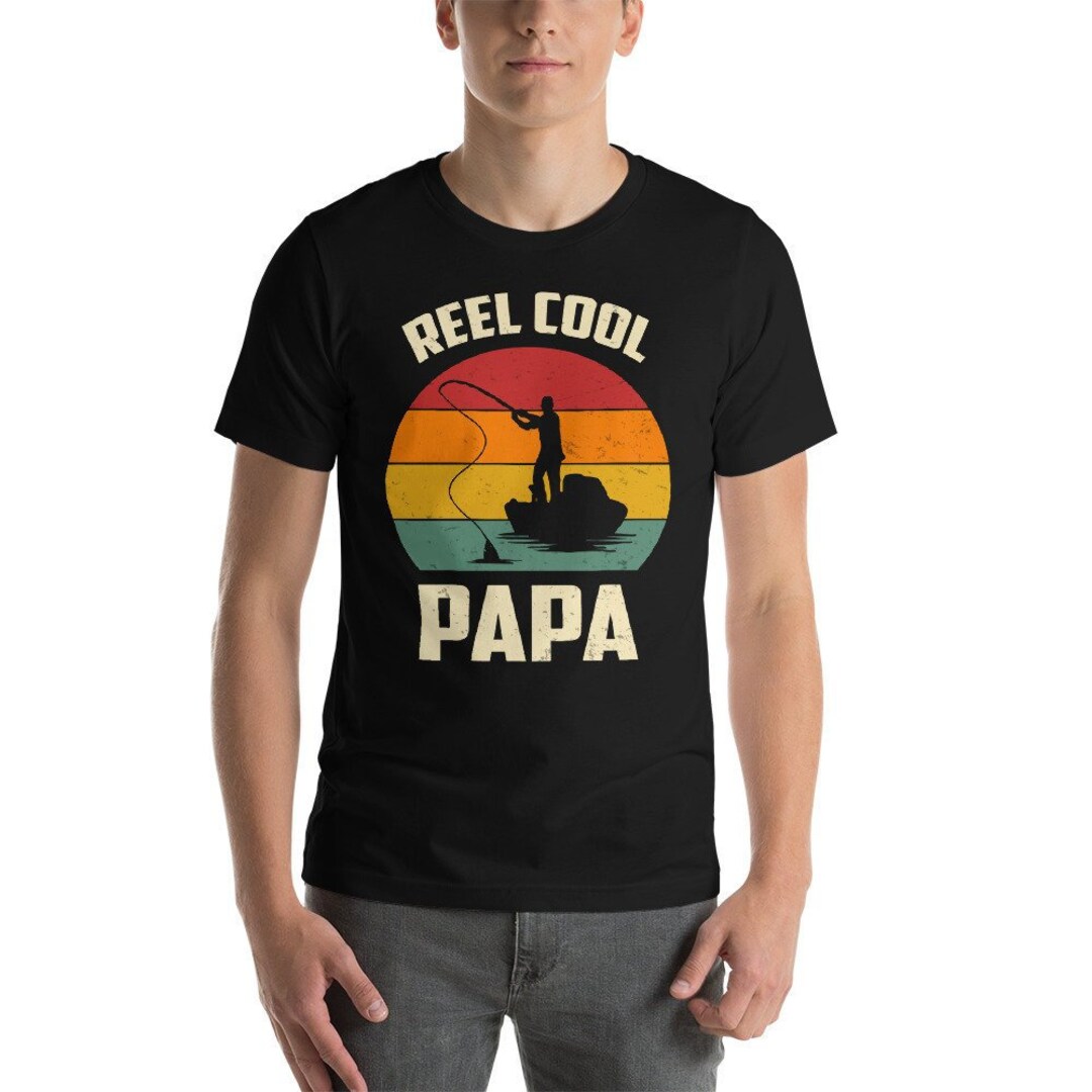 Mens Mens Reel Cool Papa T Shirt Cute Fishing Father's Day Gift