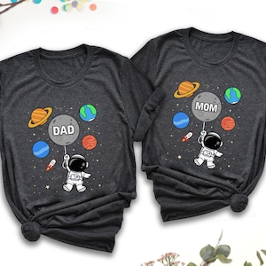 Astronaut Birthday Shirt, Mom of Birthday Boy, Dad of the Birthday Tee, Custom Family Matching Outer Space Rocket, Astronomy Gift