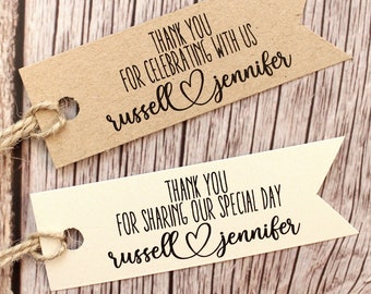 wedding favor tags thank you tags personalized gift tags wedding favors thank you for celebrating with us sharing our special day flag tags