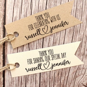 Tags bedankkaartjes bedankkaartjes gepersonaliseerde cadeaulabels trouwbedankjes bedankt dat je het met ons hebt gevierd, vlaggenlabels voor speciale dagen