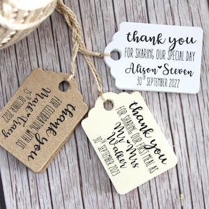 Set of 10 Personalized Small Wedding Favor Tags - Thank You For Celebrating With Us