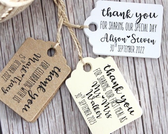 Set of 10 Personalized Small Wedding Favor Tags - Thank You For Celebrating With Us