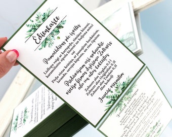 Grün Hochzeit Menükarten, Hochzeit Abendessen Menükarten, botanische Menükarten grünes Blatt, Menükarten für Hochzeit, grün Menü Hochzeitskarten