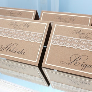 cartes rustiques de nom de table avec la dentelle, noms de table, mariage de noms de table, étiquette de nom de table, mariage de numéros de table, cartes de numéro de table, kraftpaper