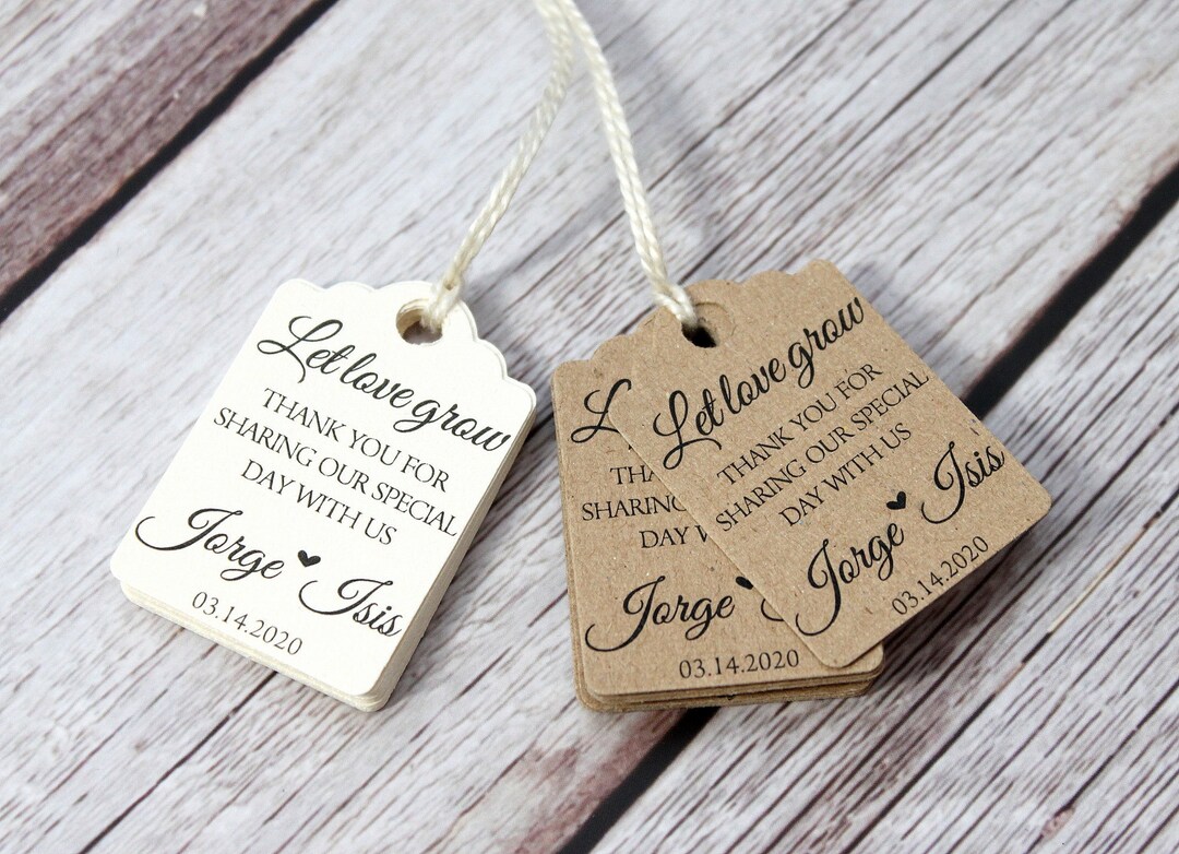 Mini Small Wedding Favor Tags Let Love Grow Thank You for Etsy