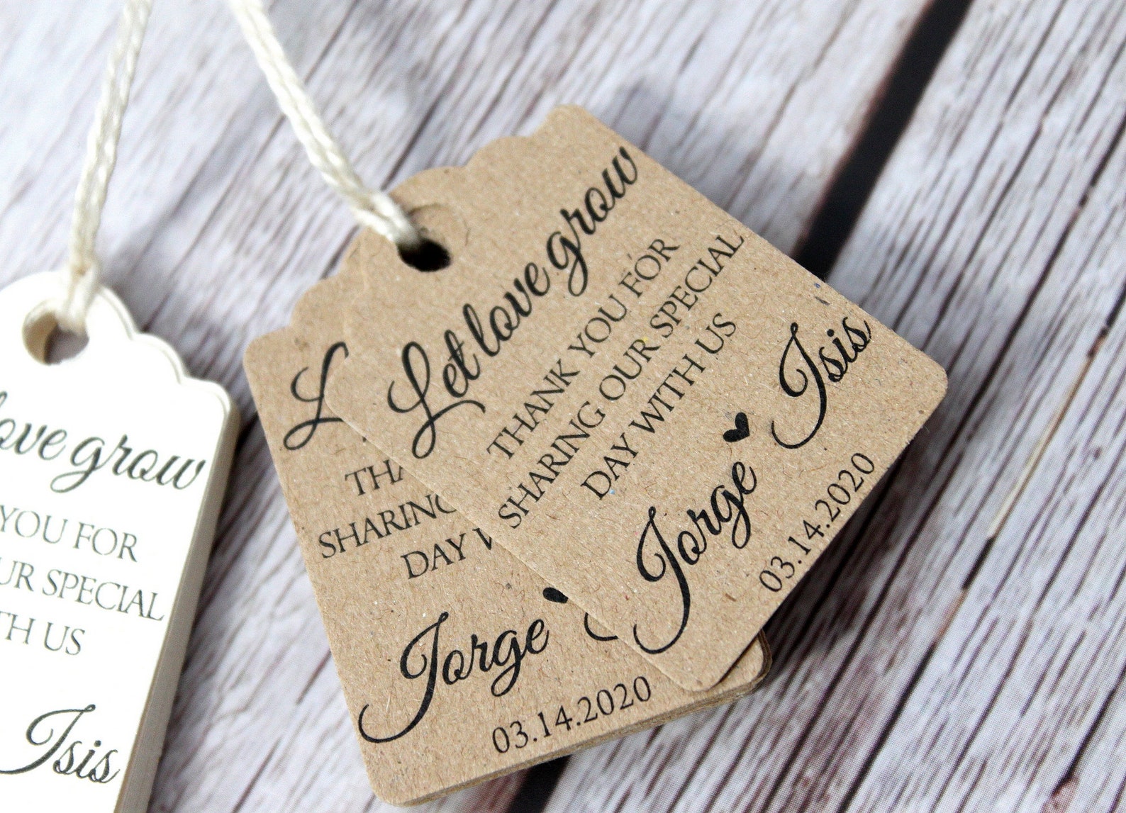 Personalized mini small wedding favor tags let love grow thank Etsy