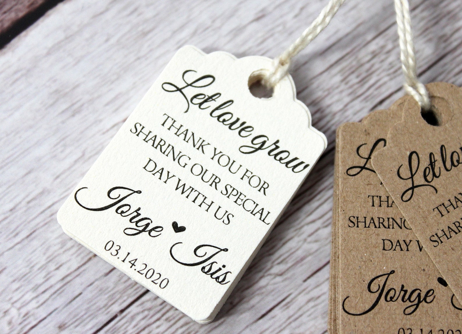 Personalized mini small wedding favor tags let love grow thank Etsy
