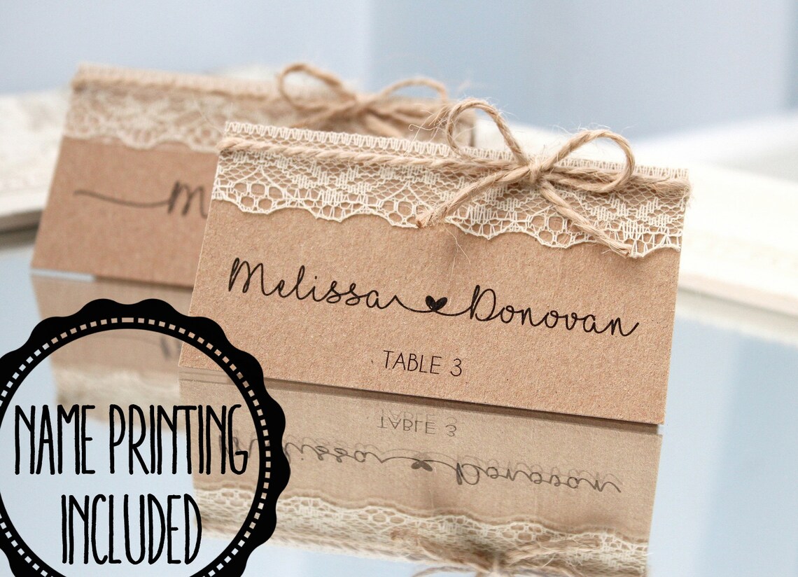 Rustic place cards rustic wedding place cards country Etsy