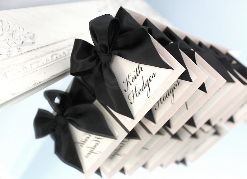 Escort Cards Place Cards Black Escort Cards With Bow Black - Etsy
