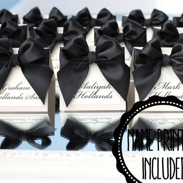 escort cards, place cards, black escort cards with bow, black place cards with bow, black table cards with bow, birthday black wedding