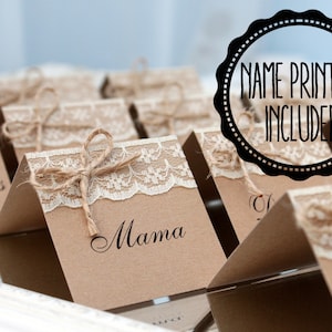 rustic place cards, rustic wedding place cards, country wedding place cards, name cards with lace, place cards with lace, rustic name cards