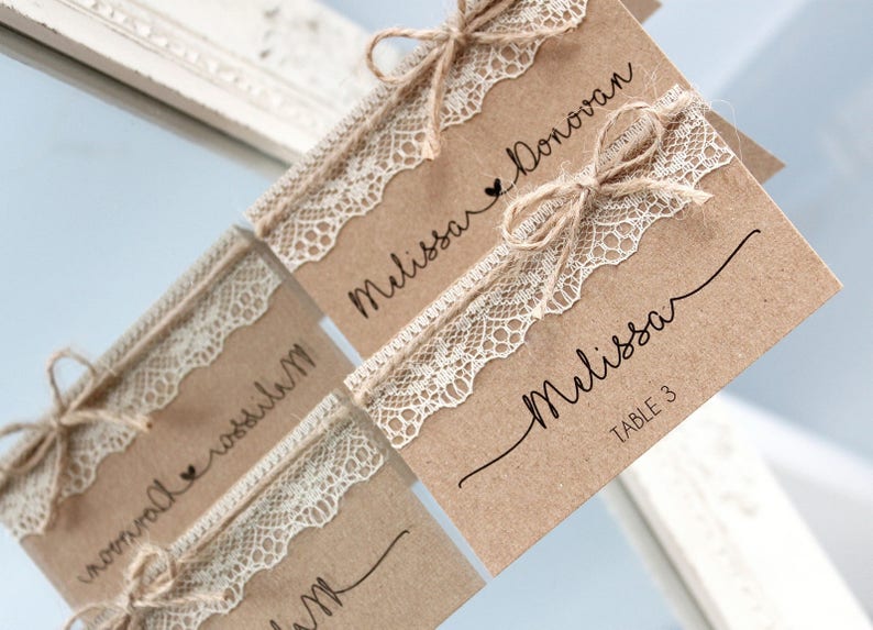 Rustic Place Cards Rustic Wedding Place Cards Country Etsy