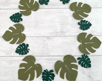 Safari Jungle Felt Leaves, Safari Leaves Garland, Jungle Leaf Banner, Felt Cheese Plant Leaves