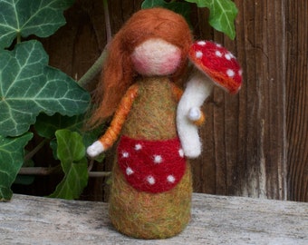 Mushroom Girl - Autumn Doll Needle Felted