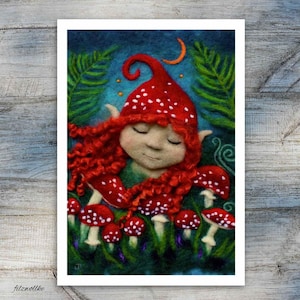 Magisk skogsand Amanita Muscaria konsttryck – Älvskog A5/A6