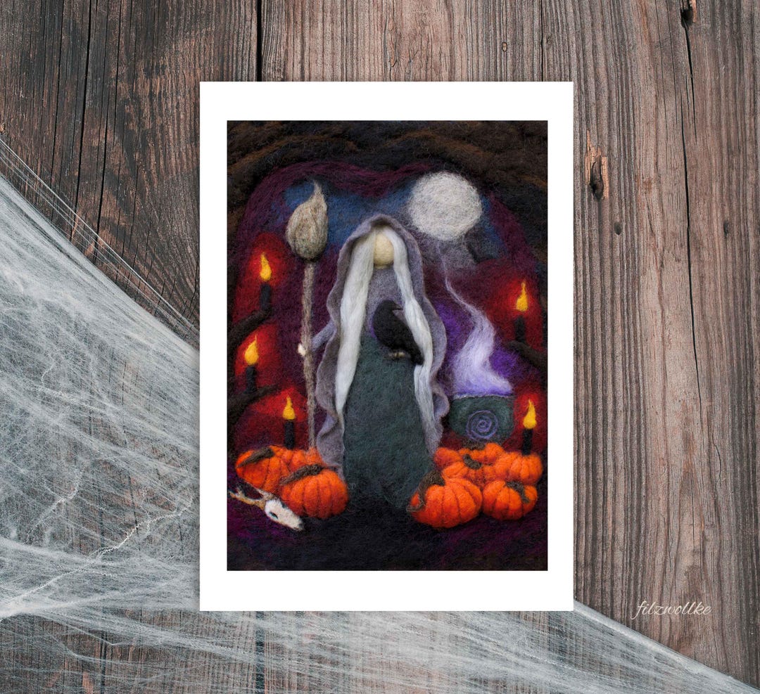 Samhain Goddess of Death and Rebirth Art, Pagan Halloween Spiritual ...