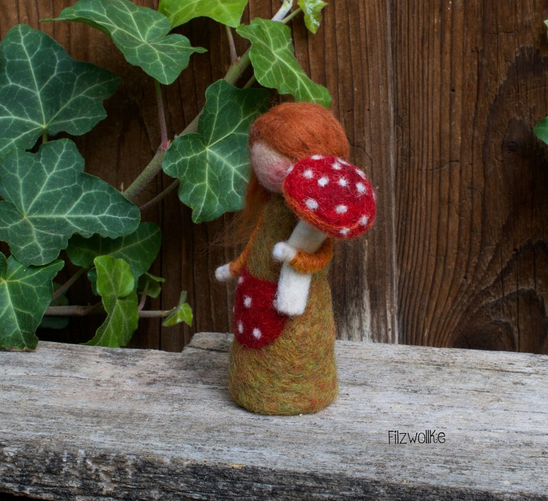 Mushroom Girl Autumn Doll Needle Felted image 4