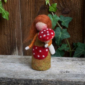 Mushroom Girl Autumn Doll Needle Felted image 8