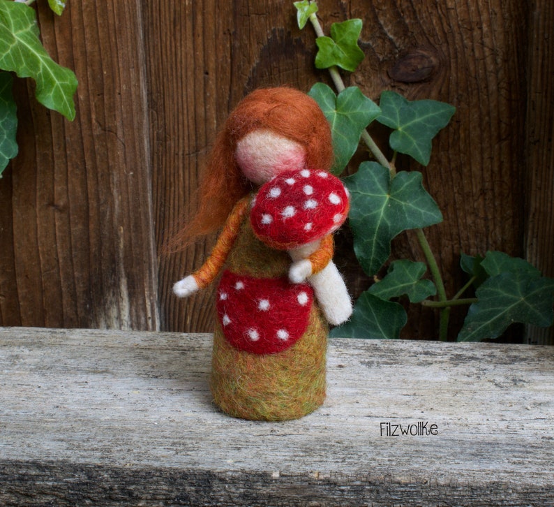 Mushroom Girl Autumn Doll Needle Felted image 8