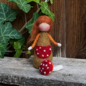 Mushroom Girl Autumn Doll Needle Felted image 6