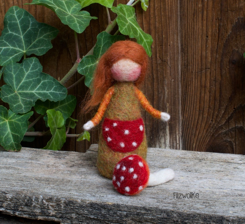 Mushroom Girl Autumn Doll Needle Felted image 6