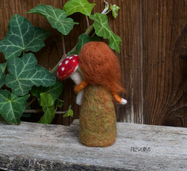 Mushroom Girl Autumn Doll Needle Felted image 3