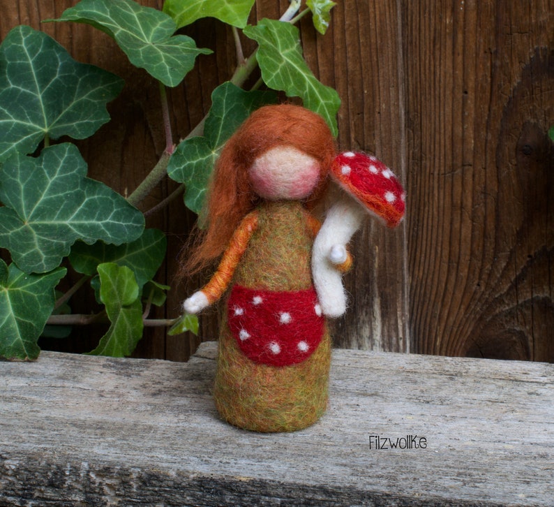 Mushroom Girl Autumn Doll Needle Felted image 5