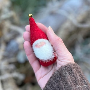 Mini Christmas Gnome Figurine - Tiny Waldorf Decor