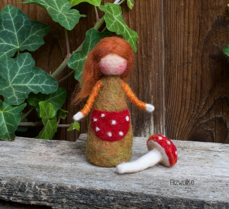 Mushroom Girl Autumn Doll Needle Felted image 7