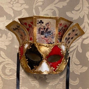 Maschera Veneziana, Colombina Carte Poker Casanova, Maschera Carnevale, Maschera Originale Halloween