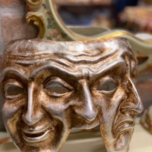 Venetian Mask, Three Faces, Carnival and Decorative Mask, Halloween Mask, Handmade in Papier Mache