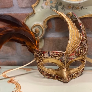 Maschera Veneziana,Civetta , Realizzata a Mano in Cartapesta