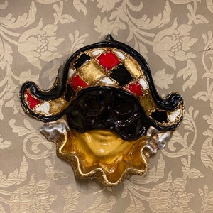 Maschera Veneziana,Arlecchino grande Realizzata a Mano in Cartapesta
