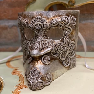 Bauta Venezianische Maske, Original handgefertigte Karnevalsmaske aus Pappmaché