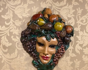 Venetian Mask, Bacchus, Original Paper Mache Mask made entirely by hand, Carnival Mask