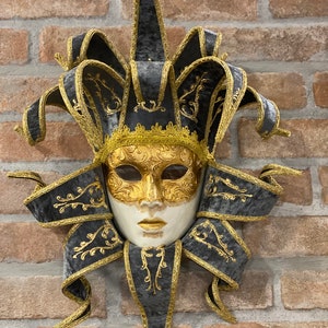 Jolly Venetian Mask, Carnival Mask, Handmade in Papier-mâché