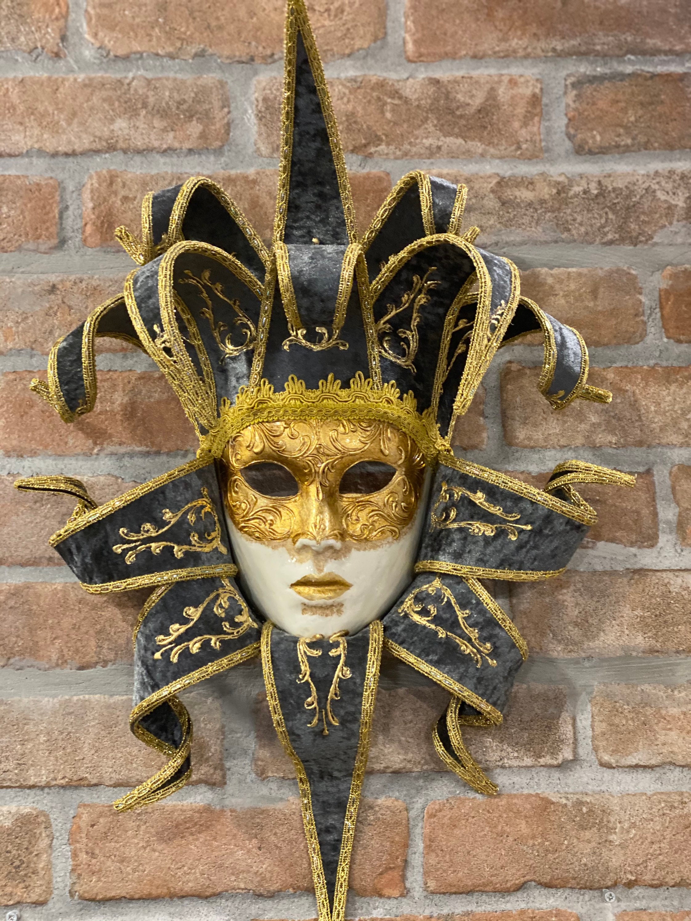 Jolly Venetian Mask, Carnival Mask, Handmade in Papier-mâché