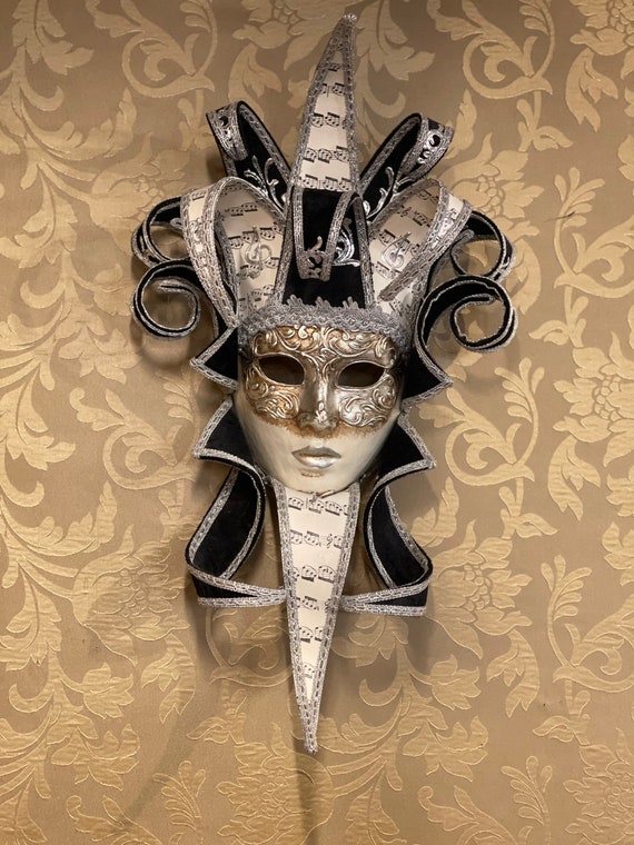 Maschera Veneziana, Maschera Donna,Jolly Velluto, realizzata a mano in  cartapesta -  Italia