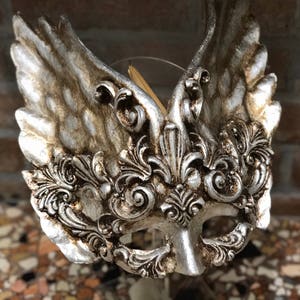 Baroque Venetian Mask Wings, Handmade in papier-mâché