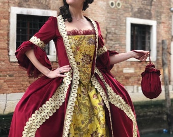 Historical 1700s Dress for Women, 18th Century Period Costume, Venetian Carnival Costume