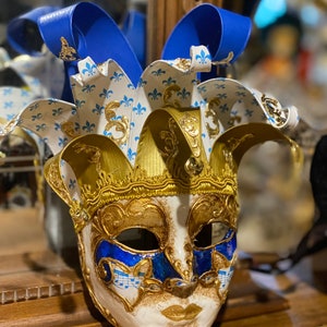 Maschera Veneziana Jolly Carta, Solo Decorativa, Realizzata a Mano in Cartapesta, Non Indossabile