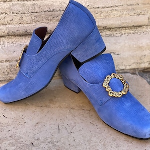 Historical 1700s Leather Shoes, Carnival Shoes, Costume Shoes