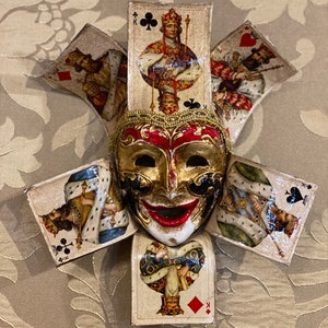 Maschera Veneziana, Joker Carte Poker, Maschera Decorativa