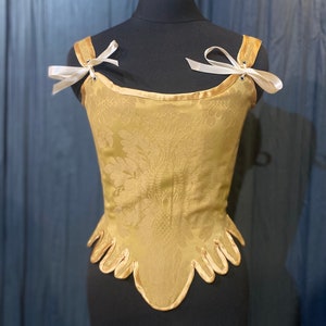 Historic 1700 corset, stays, boned corset in damask fabric